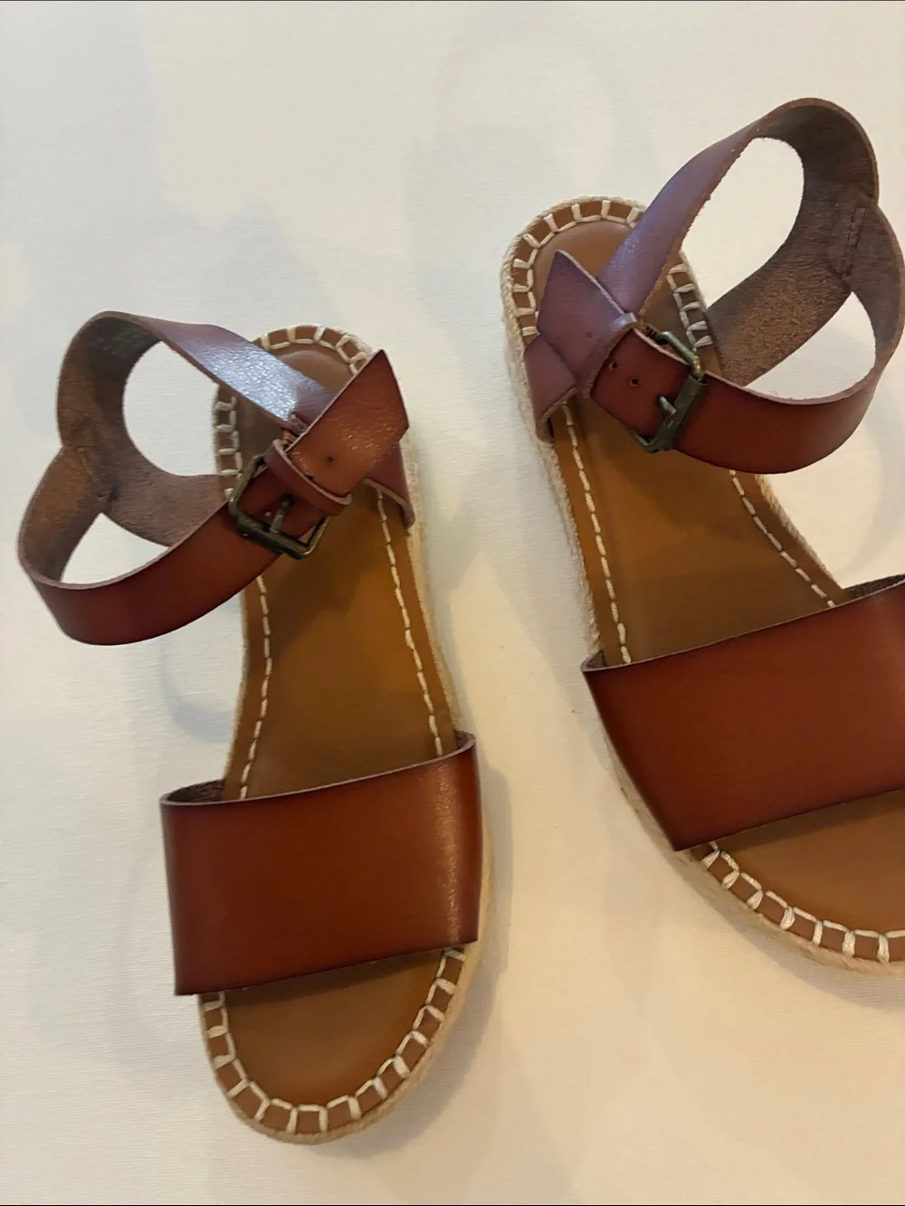 Brown Minimalist Vegan  2.5” Heel Espadrille Sandals Size 7